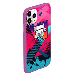 Чехол iPhone 11 Pro матовый Gta 6 abstract logo style, цвет: 3D-фиолетовый — фото 2