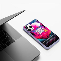 Чехол iPhone 11 Pro матовый GTA 80s style, цвет: 3D-светло-сиреневый — фото 2