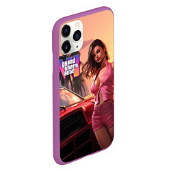 Чехол iPhone 11 Pro матовый GTA 6 girl vice city, цвет: 3D-фиолетовый — фото 2