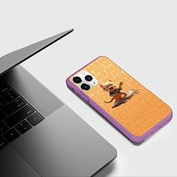 Чехол iPhone 11 Pro матовый Рыжий кот с гитарой, цвет: 3D-фиолетовый — фото 2