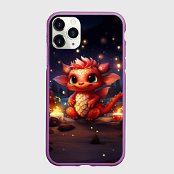 Чехол iPhone 11 Pro матовый Дракон амурный искоркогонь, цвет: 3D-фиолетовый