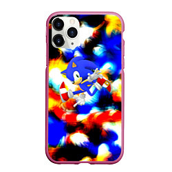 Чехол iPhone 11 Pro матовый Sonic colors, цвет: 3D-малиновый