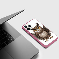 Чехол iPhone 11 Pro матовый Совушка с крыльями, цвет: 3D-малиновый — фото 2
