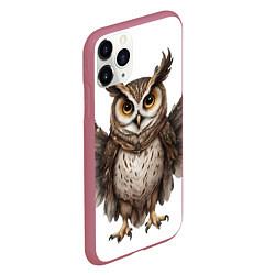 Чехол iPhone 11 Pro матовый Совушка с крыльями, цвет: 3D-малиновый — фото 2