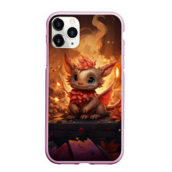 Чехол iPhone 11 Pro матовый Дракон тайный повелитель елок, цвет: 3D-розовый