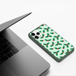Чехол iPhone 11 Pro матовый Рождественская омела, цвет: 3D-темно-зеленый — фото 2