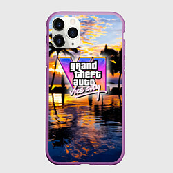 Чехол iPhone 11 Pro матовый Grand theft auto 6 vice city, цвет: 3D-фиолетовый
