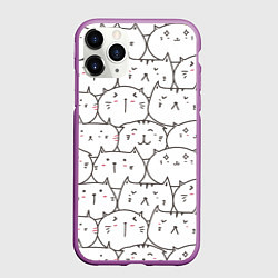 Чехол iPhone 11 Pro матовый Упитанные котики, цвет: 3D-фиолетовый