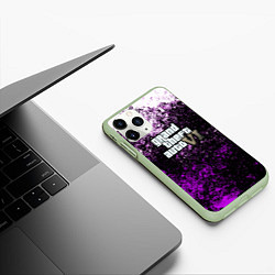 Чехол iPhone 11 Pro матовый Grand Theft Auto 6 vice city, цвет: 3D-салатовый — фото 2