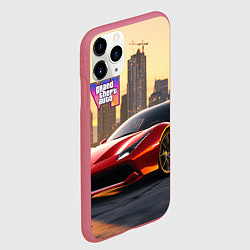 Чехол iPhone 11 Pro матовый GTA 6 Vice city, цвет: 3D-малиновый — фото 2