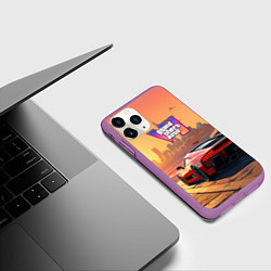 Чехол iPhone 11 Pro матовый GTA 6 авто вид сзади, цвет: 3D-фиолетовый — фото 2