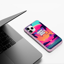 Чехол iPhone 11 Pro матовый GTA 6 закат солнца, цвет: 3D-розовый — фото 2