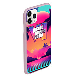 Чехол iPhone 11 Pro матовый GTA 6 закат солнца, цвет: 3D-розовый — фото 2