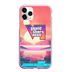 Чехол iPhone 11 Pro матовый GTA 6 retro abstract, цвет: 3D-розовый
