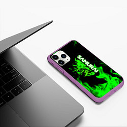 Чехол iPhone 11 Pro матовый Samurai green fire toxic, цвет: 3D-фиолетовый — фото 2