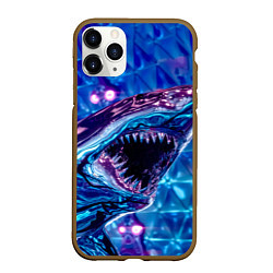 Чехол iPhone 11 Pro матовый Фиолетовая акула, цвет: 3D-коричневый