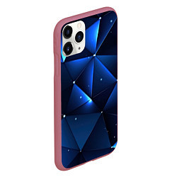 Чехол iPhone 11 Pro матовый Синяя геометрическая абстракция, цвет: 3D-малиновый — фото 2