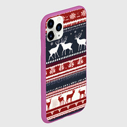 Чехол iPhone 11 Pro матовый Олени белые и красные свитер новогодний, цвет: 3D-фиолетовый — фото 2