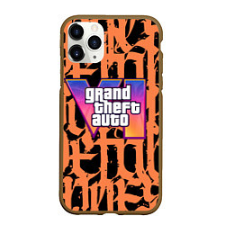 Чехол iPhone 11 Pro матовый GTA 6 граффити, цвет: 3D-коричневый