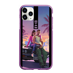 Чехол iPhone 11 Pro матовый ГТА 6, цвет: 3D-фиолетовый