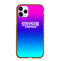 Чехол iPhone 11 Pro матовый Stranger Things gradient colors, цвет: 3D-коричневый