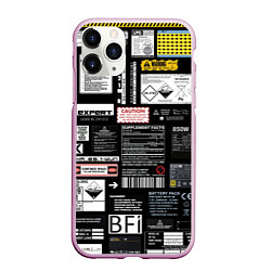 Чехол iPhone 11 Pro матовый Инженерные шильдики, цвет: 3D-розовый