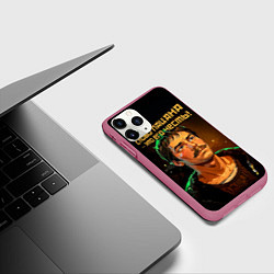 Чехол iPhone 11 Pro матовый Слово пацана это его честь в аниме стиле, цвет: 3D-малиновый — фото 2