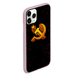 Чехол iPhone 11 Pro матовый Серп и молот СССР краски, цвет: 3D-розовый — фото 2