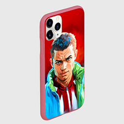 Чехол iPhone 11 Pro матовый Слово пацана в стиле аниме - мазки краски, цвет: 3D-малиновый — фото 2