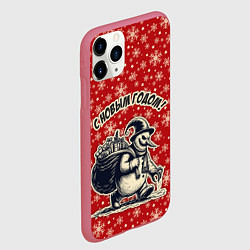 Чехол iPhone 11 Pro матовый Жуткий снеговик, цвет: 3D-малиновый — фото 2