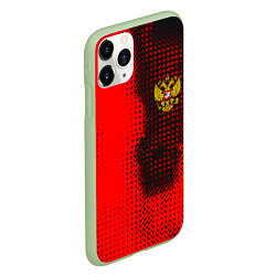 Чехол iPhone 11 Pro матовый Россия герб спорт краски, цвет: 3D-салатовый — фото 2