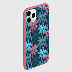 Чехол iPhone 11 Pro матовый Паттерн - пальмы, цвет: 3D-малиновый — фото 2