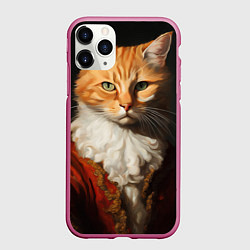 Чехол iPhone 11 Pro матовый Знатный кот, цвет: 3D-малиновый