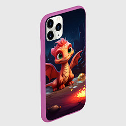 Чехол iPhone 11 Pro матовый Удивленный дракон и свечки, цвет: 3D-фиолетовый — фото 2