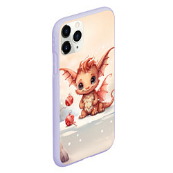 Чехол iPhone 11 Pro матовый Снежный дракоша 2024, цвет: 3D-светло-сиреневый — фото 2