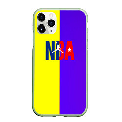 Чехол iPhone 11 Pro матовый NBA sport полосы, цвет: 3D-салатовый