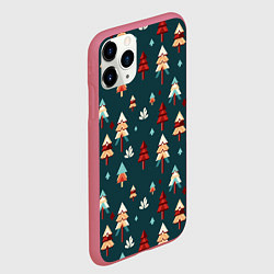 Чехол iPhone 11 Pro матовый Треугольные ёлки, цвет: 3D-малиновый — фото 2