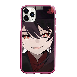 Чехол iPhone 11 Pro матовый Genshin Impact Hu Tao smile, цвет: 3D-малиновый