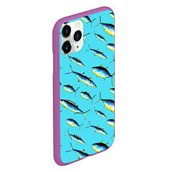 Чехол iPhone 11 Pro матовый Косяк рыб в море, цвет: 3D-фиолетовый — фото 2