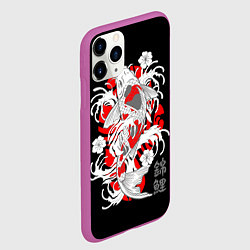 Чехол iPhone 11 Pro матовый Карп кои - японский стиль, цвет: 3D-фиолетовый — фото 2