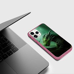 Чехол iPhone 11 Pro матовый Лесной зеленый дракон символ 2024, цвет: 3D-малиновый — фото 2