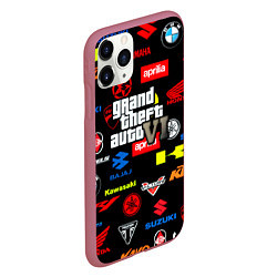 Чехол iPhone 11 Pro матовый GTA6 автобренды, цвет: 3D-малиновый — фото 2