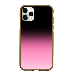 Чехол iPhone 11 Pro матовый Черно-розовый градиент, цвет: 3D-коричневый