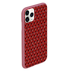 Чехол iPhone 11 Pro матовый Красные и чёрные треугольники, цвет: 3D-малиновый — фото 2