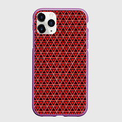Чехол iPhone 11 Pro матовый Красные и чёрные треугольники, цвет: 3D-фиолетовый