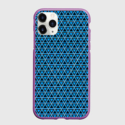 Чехол iPhone 11 Pro матовый Синие и чёрные треугольники, цвет: 3D-фиолетовый