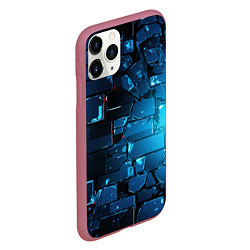 Чехол iPhone 11 Pro матовый Синие абстрактные плиты, цвет: 3D-малиновый — фото 2