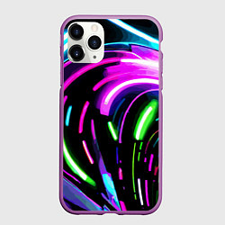 Чехол iPhone 11 Pro матовый Неоновая экспрессивная абстракция, цвет: 3D-фиолетовый