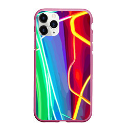 Чехол iPhone 11 Pro матовый Абстрактные цветные полосы - композиция, цвет: 3D-малиновый