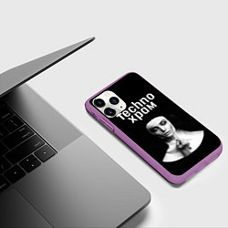 Чехол iPhone 11 Pro матовый Techno храм монашка держит четки с крестиком, цвет: 3D-фиолетовый — фото 2